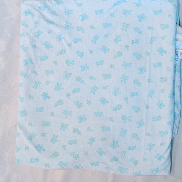 VTG 80s Carters Nursery Crib Sheet Set Fitted & Top Sheet Animals Music Cotton - Picture 7 of 16